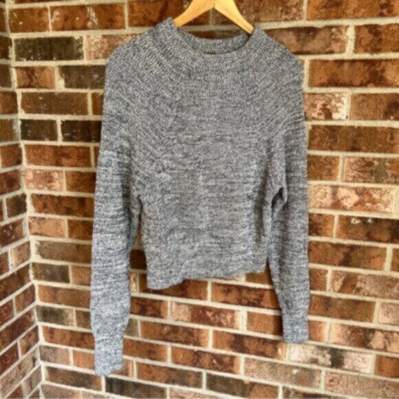 Free People Cotton  Too Good Pullover Sweater Black Heathered  EUC XS - Picture 3 of 12